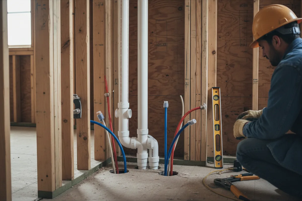 Drain and supply rough-in during Sump Pump Repair in Cupertino